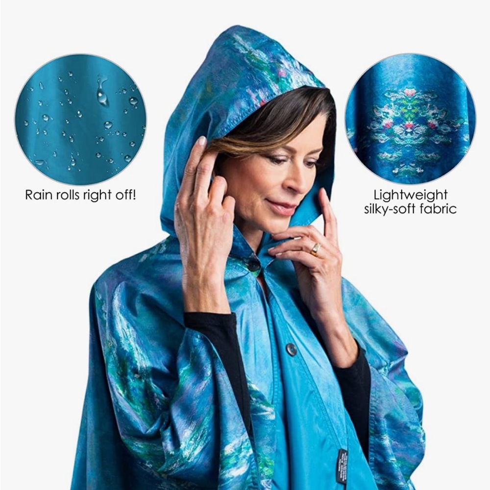 RainCaper | Rain Cape Poncho Coat Waterproof with Hood Reversible Fine Art
